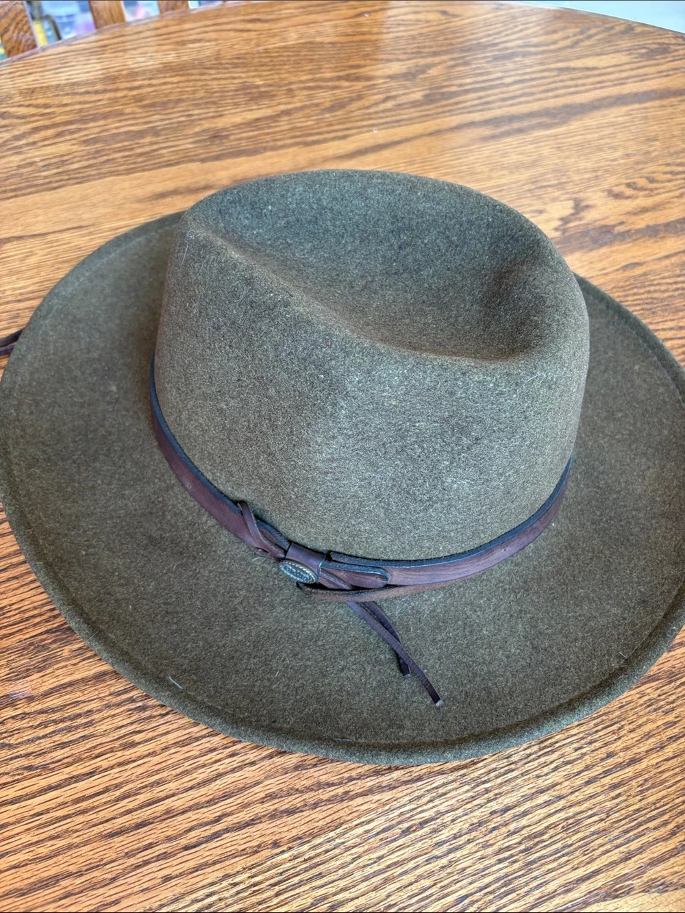 Bailey Men's Olive Wool Fedora Hat wool with Leather Band